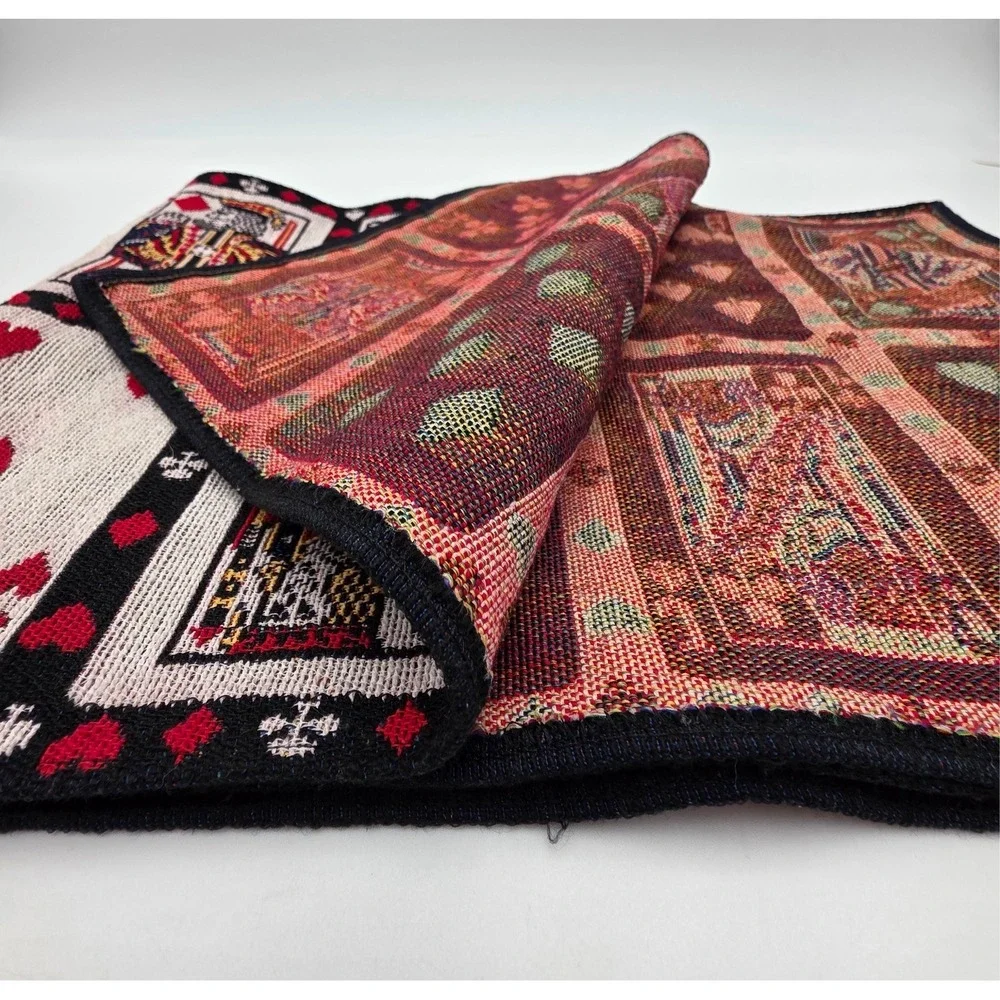 Vintage Woven Tapestry Table Runner Playing Cards Poker Night Decor 73x12.5